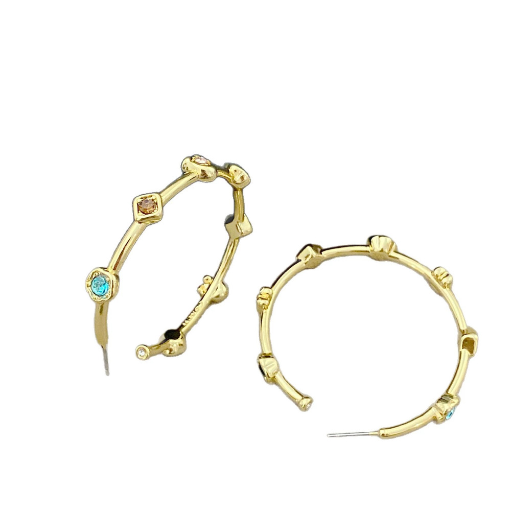 Coach Gold Plated Crystal Hoop Earrings - Picture 5 of 7